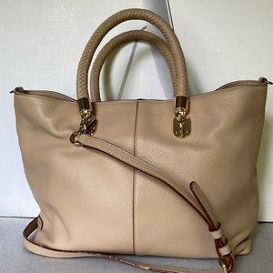 Cole Hann Cream Leather Small Tote Bag